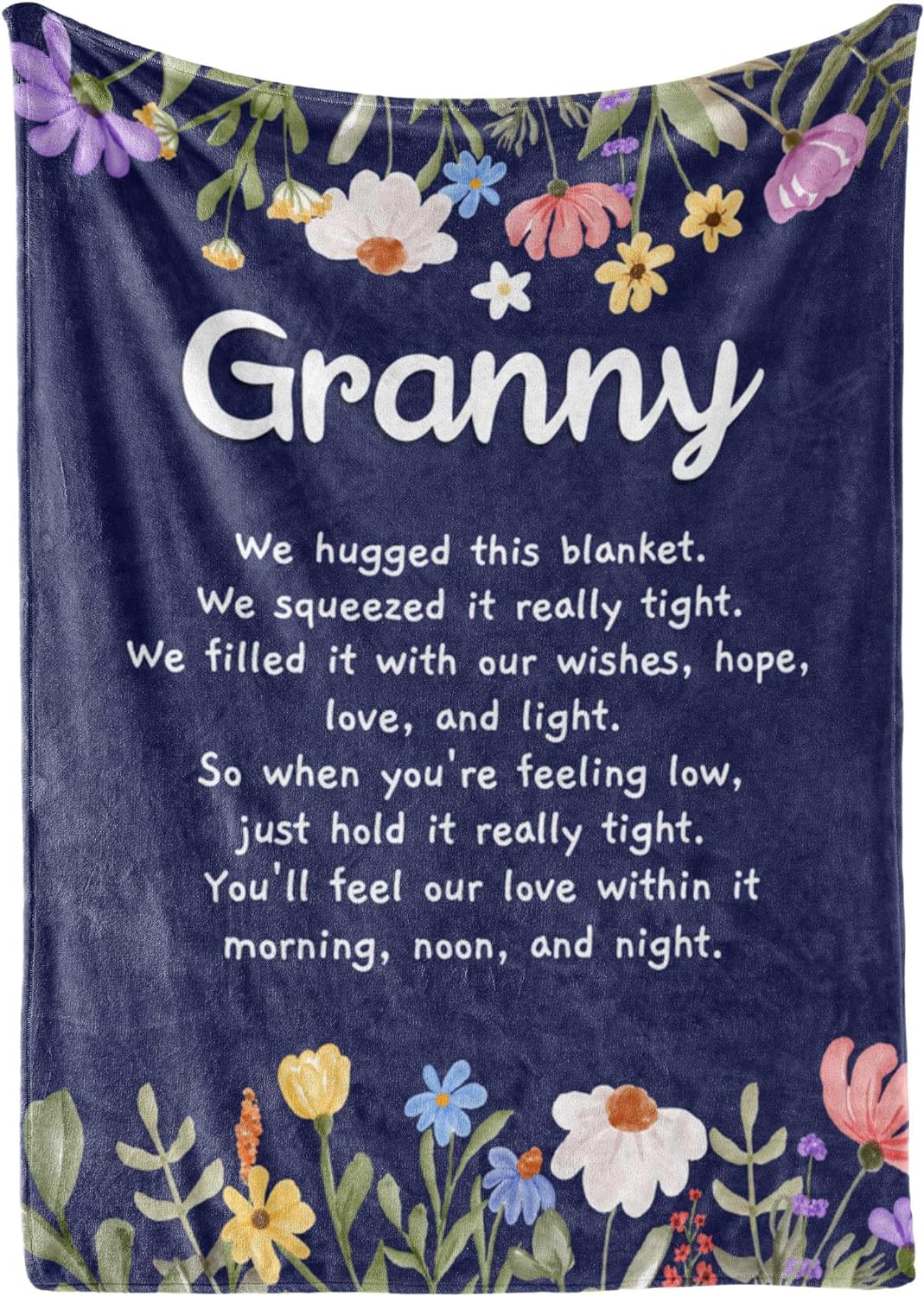 InnoBeta Granny Flannel Throw Blanket – Red Flowers Design, 50x65 Inch, Gift For Grandma On Holidays