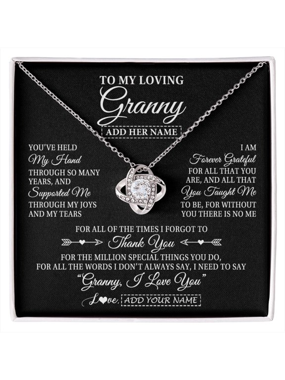 Granny You Held My Hand Necklace, White Love Knot Necklace
