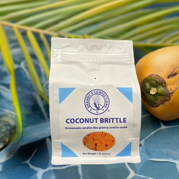 Granny's Confections Coconut Brittle - Made in the USA - Granny's Traditional Family Recipe - One Pound Bag