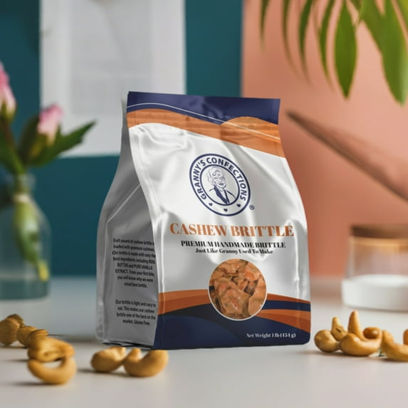 Granny’s Confections Gourmet Cashew Brittle Made With Premium Cashews. Loaded With Whole Cashews. An Amazing Buttery Cashew Taste! If You Love Cashews, This Cashew Brittle Is A Must Try For You.