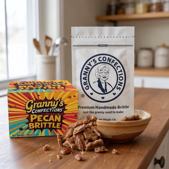 Granny's Confections Handmade Pecan Brittle. Grade "A" Pecans. Just Like Granny Used to Make. - One Pound