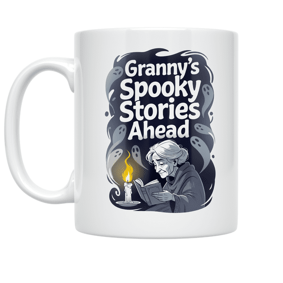 Granny's Spooky Stories Ahead - Family Folklore Humor - 11 oz Ceramic Coffee Mug