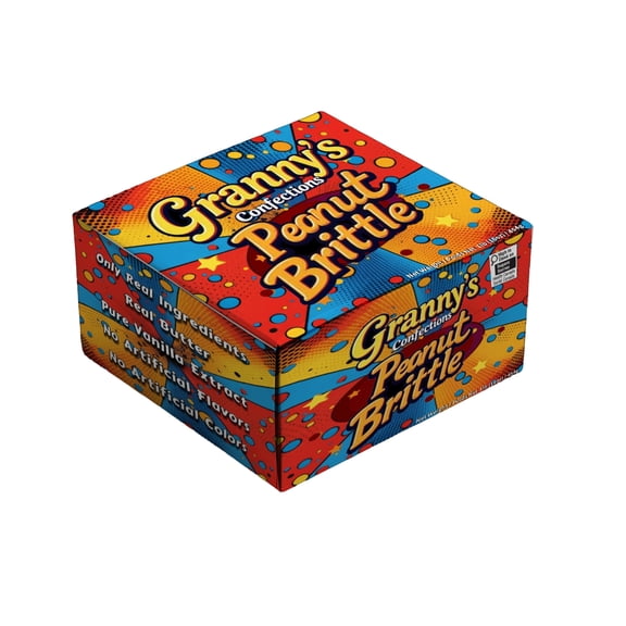 Grannys Confections Peanut Brittle.  Premium Handmade Peanut Brittle, Loaded With Peanuts, Just Like Granny Used to Make. Old Fashioned Peanut Brittle Candy. One Pound Bag (16oz)