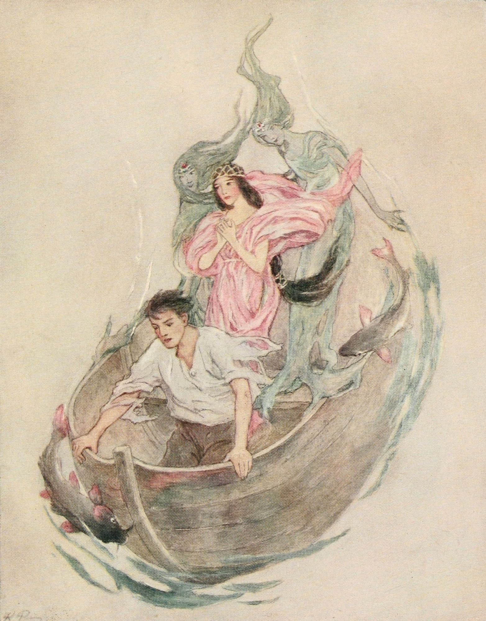 Grannys Wonderful Chair 1916 Boat went down into sea Canvas Art - Katharine Pyle (18 x 24)