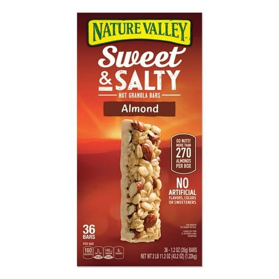 Granola Bars, Sweet And Salty Almond, 1.2 Oz Pouch, 36/box | Bundle of 2 Boxes