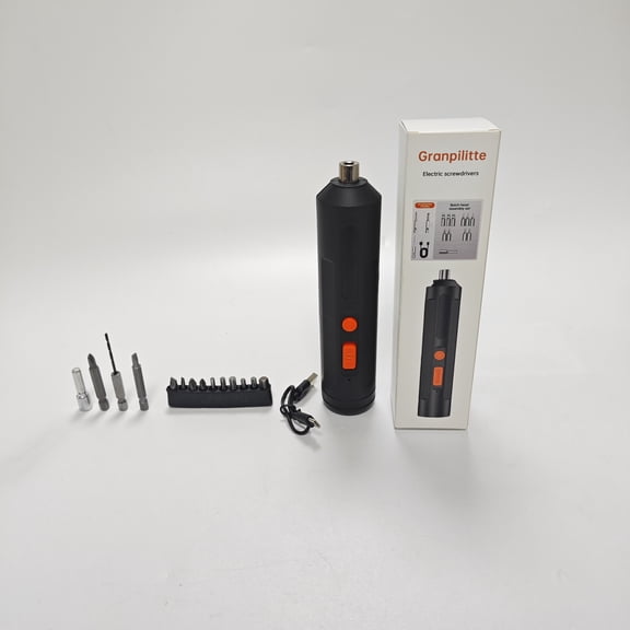 Granpilitte Electric screwdrivers Cordless Electric Screwdriver Set with Multiple Bits, Black with Red Buttons