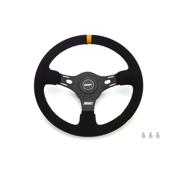 13in Yellow Stripe Race Steering Wheel Suede