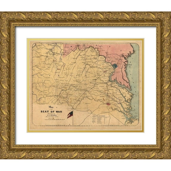 Grant 18x15 Gold Ornate Wood Framed with Double Matting Museum Art Print Titled - Virginia Maryland - Grant 1861
