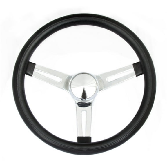 Grant 8546 Classic Series Chrome Slotted Wheel; 13.5 in. Diameter; Black; 3-Spoke Design; Chrome Spokes;