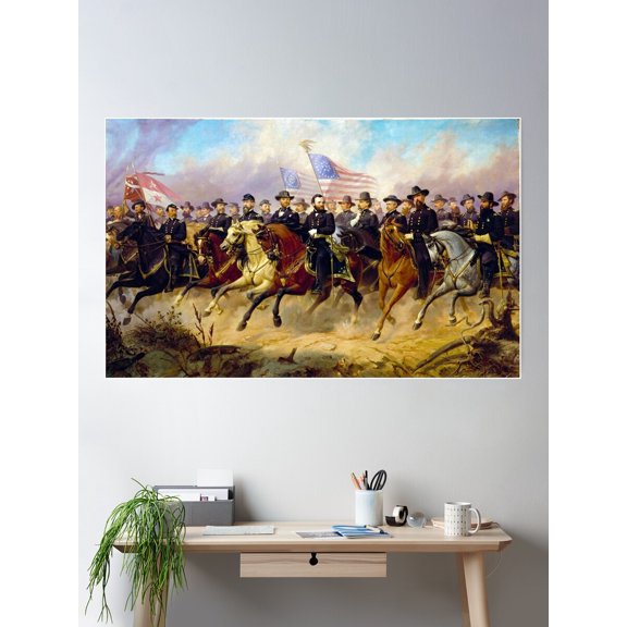 Grant And His Generals By Ole Peter Hansen Balling (1865) Poster Wall Art, Modern Wall Decor For Living Room Bedroom, 8x12 UNFRAMED