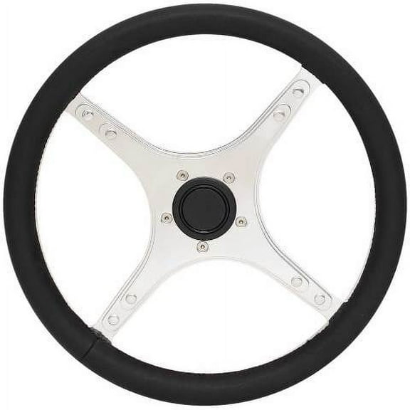 Grant Boat Deluxe Steering Wheel | 14 5/8 Inch Black Stainless Steel