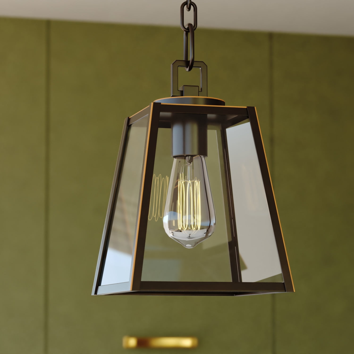 Burnished Bronze 7" Mini Pendant with Clear Glass