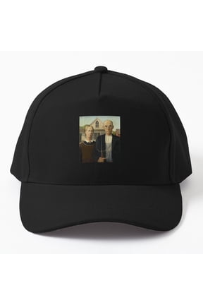 Grant DeVolson Wood American Gothic 1930 Baseball Hat, Elderly Farmer Couple Design, Cap