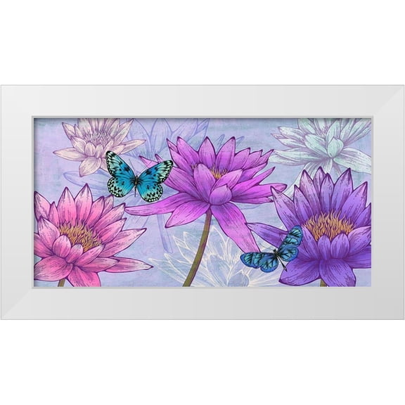 Grant, Eve C. 14x9 White Modern Wood Framed Museum Art Print Titled - Nympheas and Butterflies