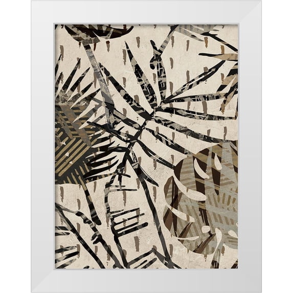 Grant, Eve C. 25x32 White Modern Wood Framed Museum Art Print Titled - Grey Palms Panel II