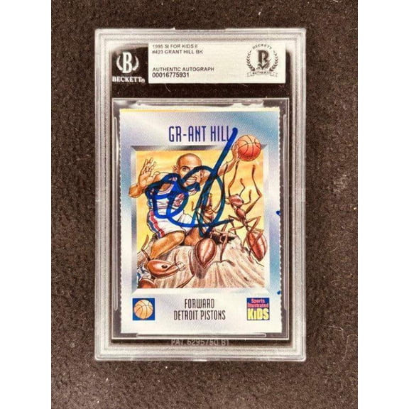 Grant Hill signed Pistons 1995 SI for Kids card BAS certified