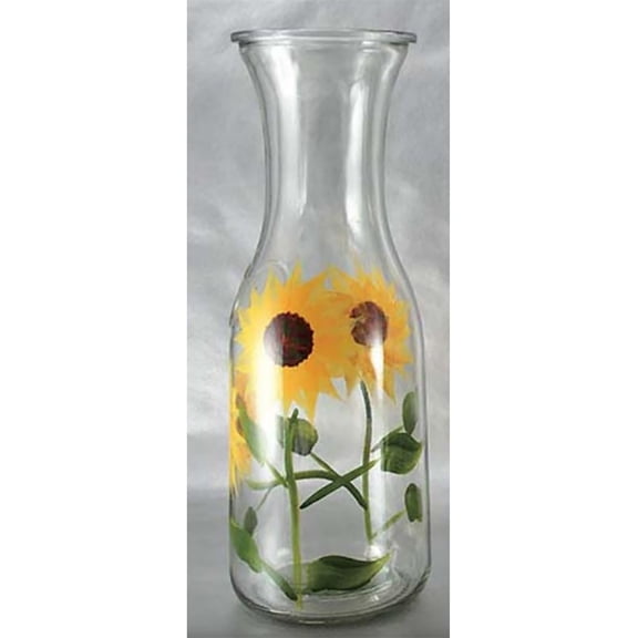 Grant Howard 34 Oz Hand Painted Beverage Glass Carafe Drink Pitcher, Sunflower