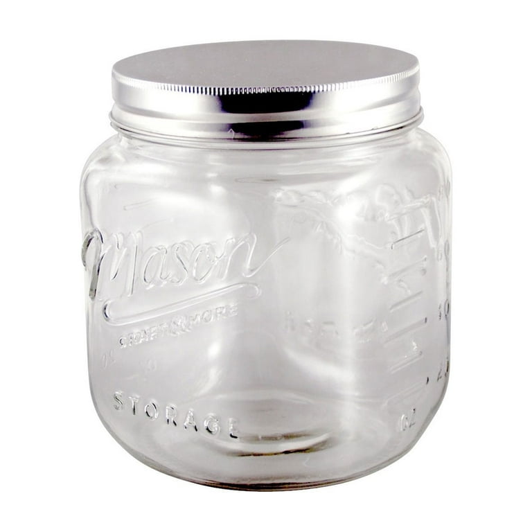 Vetri 46 oz Glass Storage Jar - with Lid, Chalkboard Label - 3 1/2 inch x 3 1/2 inch x 5 3/4 inch - 1 Count Box, Clear