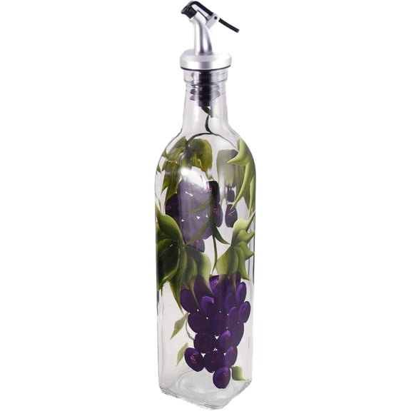 Grant Howard Grapes Hand Painted 16 oz Glass Oil & Vinegar Cruet with Pour Spout