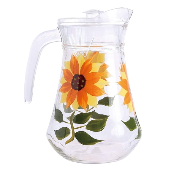 Grant Howard 40 oz Hand-Painted Sunflower Ceramic Pitcher Farmhouse Kitchen Beverage Server