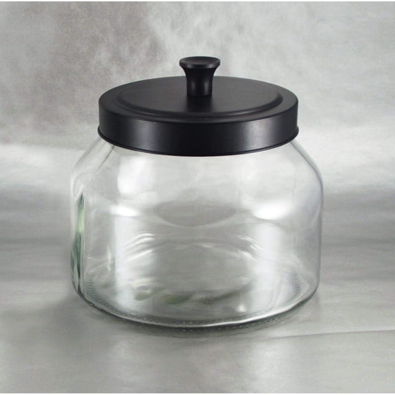 Grant Howard 51 oz Glass Storage Jar with Black Matte Metal Lid  Kitchen Pantry Canister