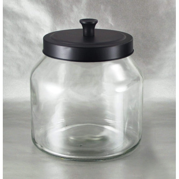 Grant Howard 68 oz Storage Jar Glass Container with Black Matte Metal Top for Flour, Sugar, Pasta, Coffee, and Snacks