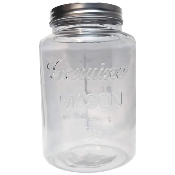 Grant Howard Genuine 102 oz Embossed Mason Glass Jar Storage Container for Flour, Sugar, Pasta, and More