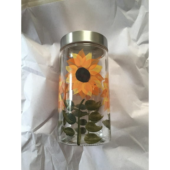 Grant Howard Glass Sunflower Storage Jar, 58 Ounce
