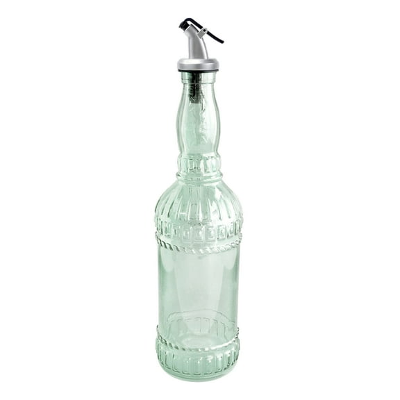 Grant Howard 22 oz Monza Embossed Glass Oil & Vinegar Cruet with Pourer Translucent Elegant Kitchen Bottle