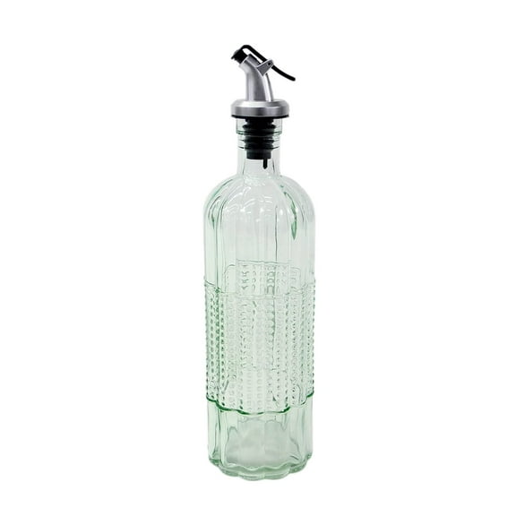 Grant Howard 16 oz Rondo Embossed Glass Oil & Vinegar Cruet with Pourer – Translucent Kitchen Bottle