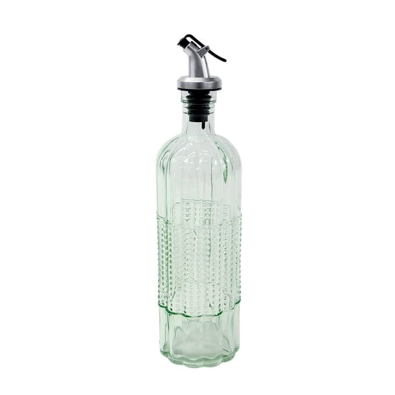 Grant Howard 16 oz Rondo Embossed Glass Oil & Vinegar Cruet with Pourer – Translucent Kitchen Bottle