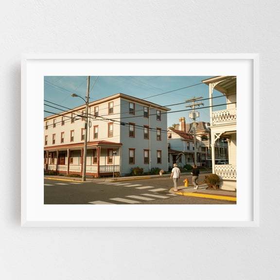 Grant & North, Cape May - Cape May New Jersey Photography Street Photography Architecture Vintage Coastal Scenic Travel Poster White Framed Wall Art Print 5 x 7 inches