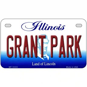 Grant Park Illinois Metal Novelty License Plate 7" x 4" Motorcycle (MP)