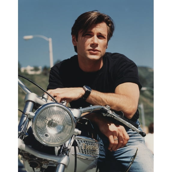 Grant Show Posed on Bike wearing Black Shirt Photo Print (24 x 30)