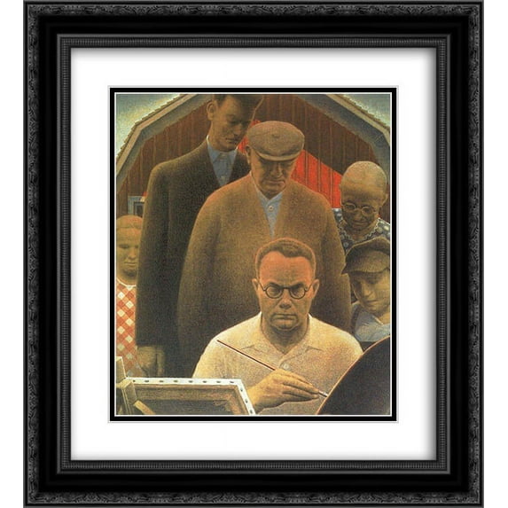 Grant Wood 2x Matted 20x22 Black Ornate Framed Art Print 'Return From Bohemia '