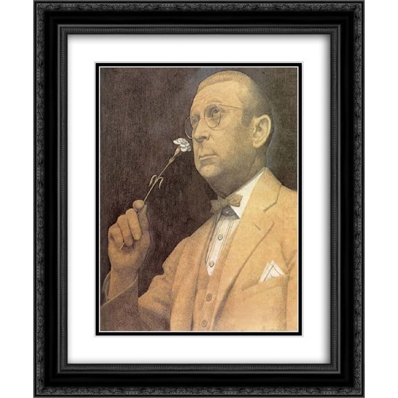 Grant Wood 2x Matted 20x24 Black Ornate Framed Art Print 'Sentimental '