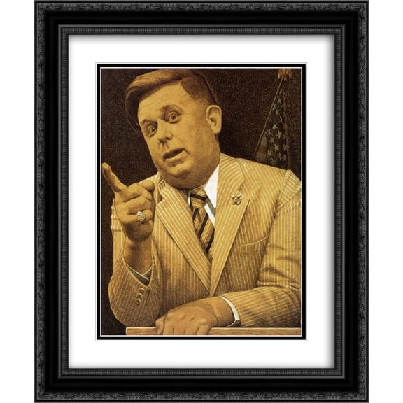 Grant Wood 2x Matted 20x24 Black Ornate Framed Art Print 'Supporter '