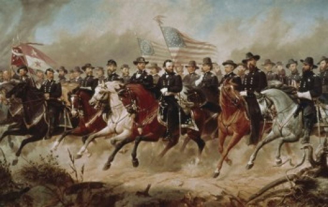 Grant and His Generals Ole Peter Hansen Balling (1823-1906) Canvas Art - (24 x 36)