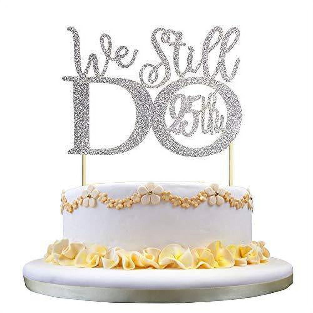 Cheers to 25 Years Acrylic Cake Topper, 25th Anniversary Wedding Birthday  Party Decorations, Silver Glitter - Walmart.com