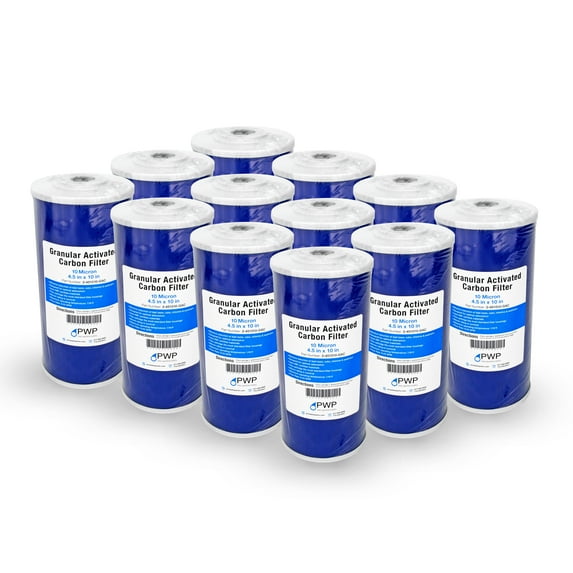 Granular Activated Carbon GAC Filter Cartridge 4.5x10" 10 Micron 12 Pack