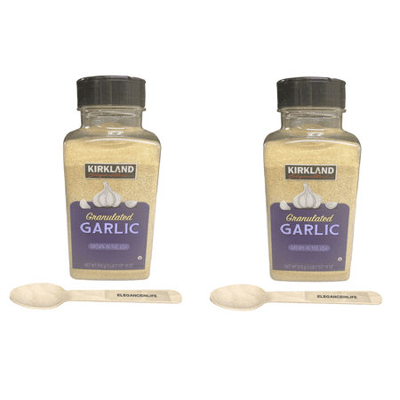 Granulated Garlic 18oz Each Pack of 2 With 2 Eleganceinlife Small Wooden Spoon for Measuring