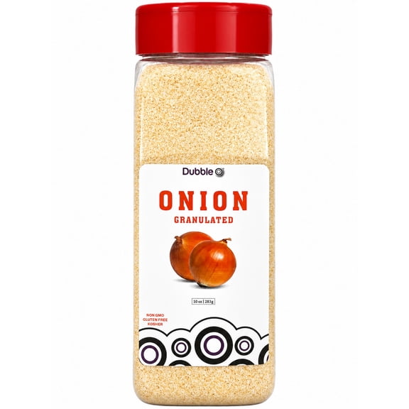 Granulated Onion Powder - 10 oz. Non GMO, Kosher, Halal, and Gluten Free Dubble O Brand