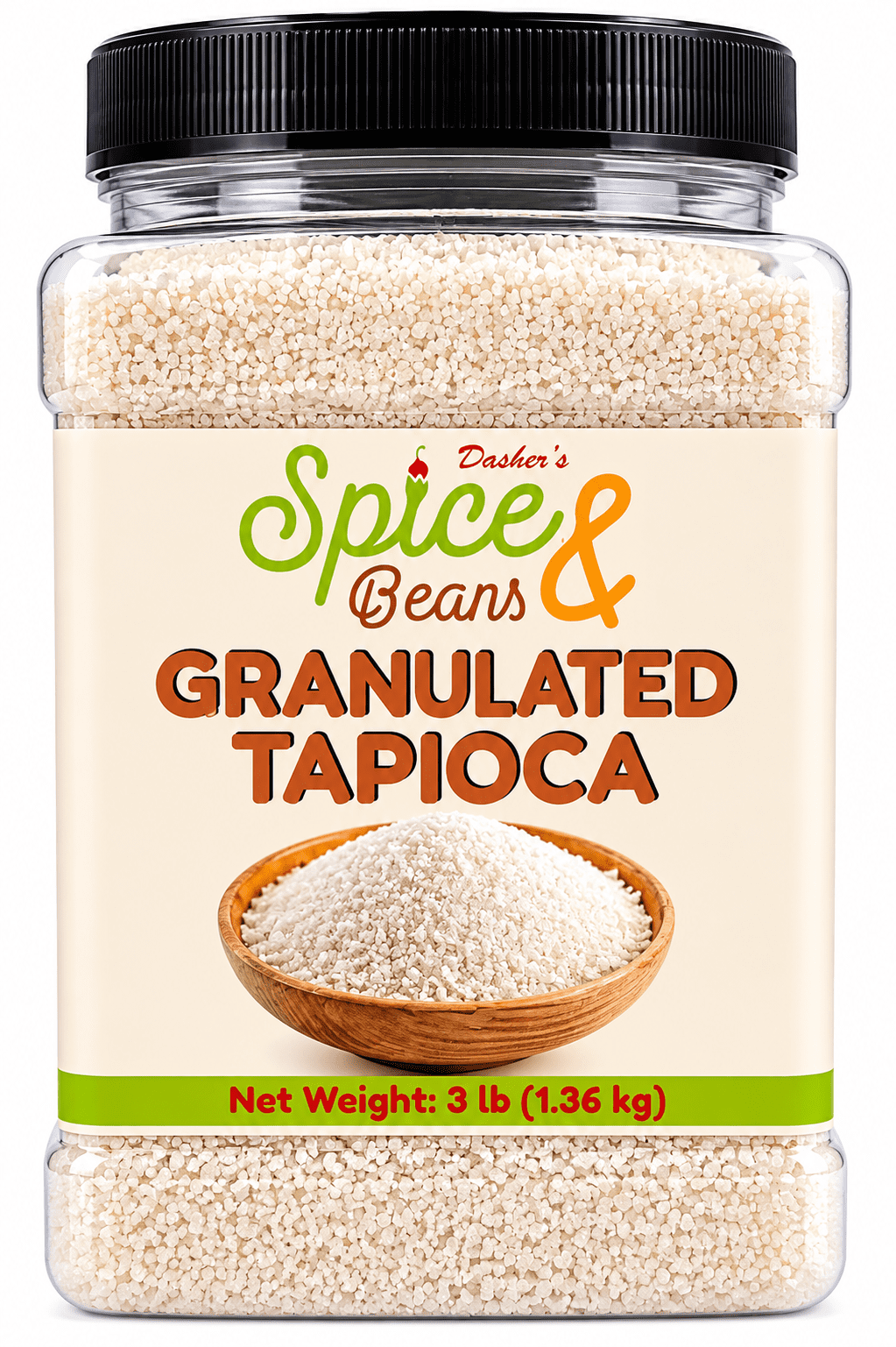 Granulated Tapioca | Dessert Thickener, Pudding, Pie fillings, Soups, Gravies | by Dasher's Spice & Beans | 3 lb