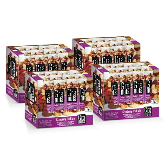 Granuts Cranberry Trail Mix, 1.76 oz, Pack of 4.Contains Peanuts.