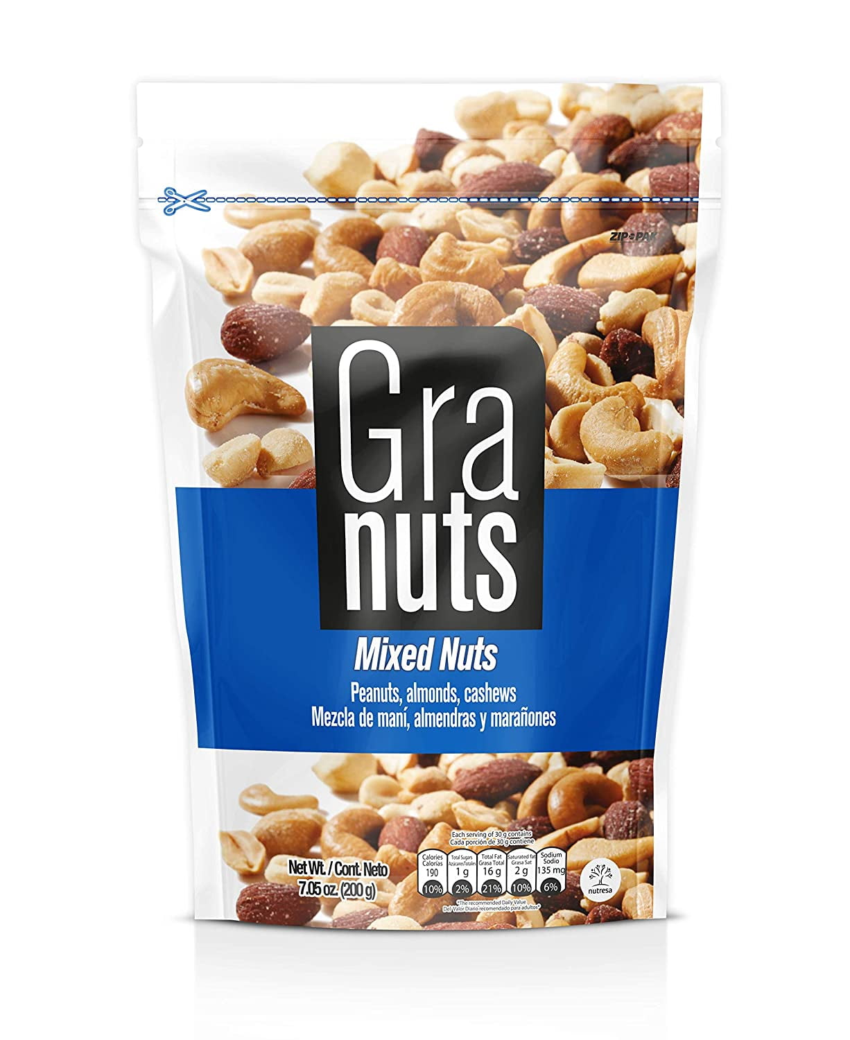 Granuts Mixed Nuts, 7.05 oz – Almonds, Peanuts & Cashews Trail Mix