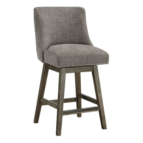 Granville 26" Swivel Counter Stool in Charcoal Fabric with Gray Legs