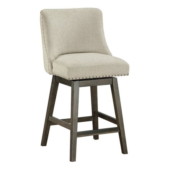 Granville 26" Swivel Counter Stool in Wheat Beige Fabric  with Gray Legs