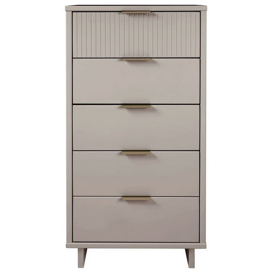 Manhattan Comfort Granville Tall & Narrow Engineered Wood Dresser in Light Gray