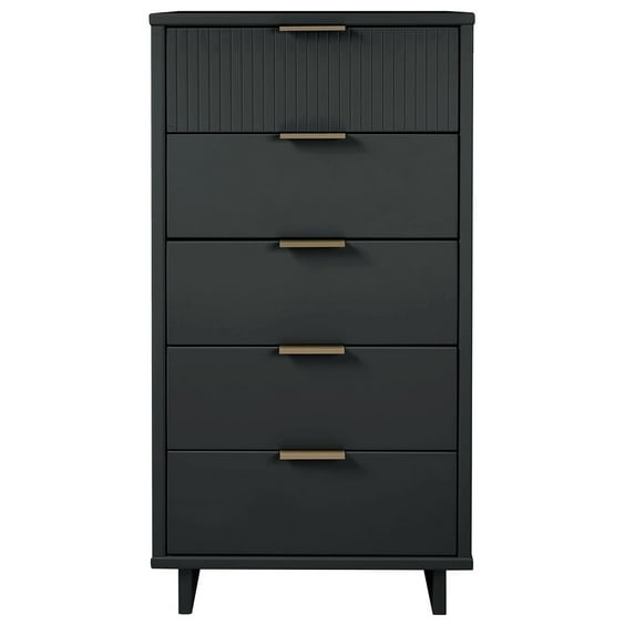 Manhattan Comfort Granville Tall & Narrow Engineered Wood Dresser in Dark Gray