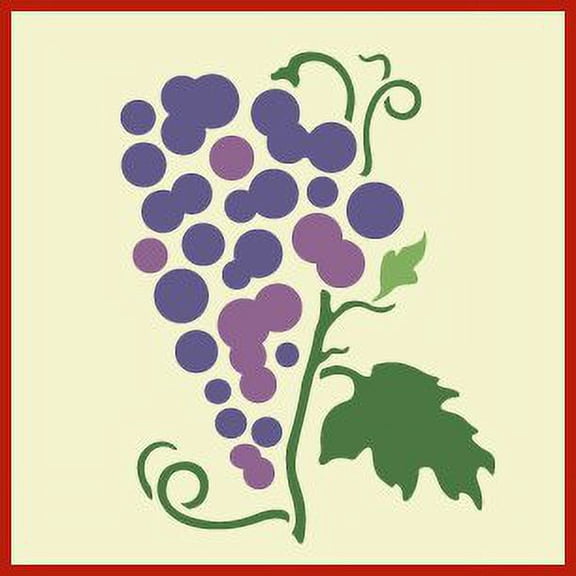 Grape 1 Stencil - Fruit Pattern Tile Stencil DIY for Painting Kitchen Backsplash Laser Cut Reusable Mylar Template Home Decor Crafts - The Artful Stencil